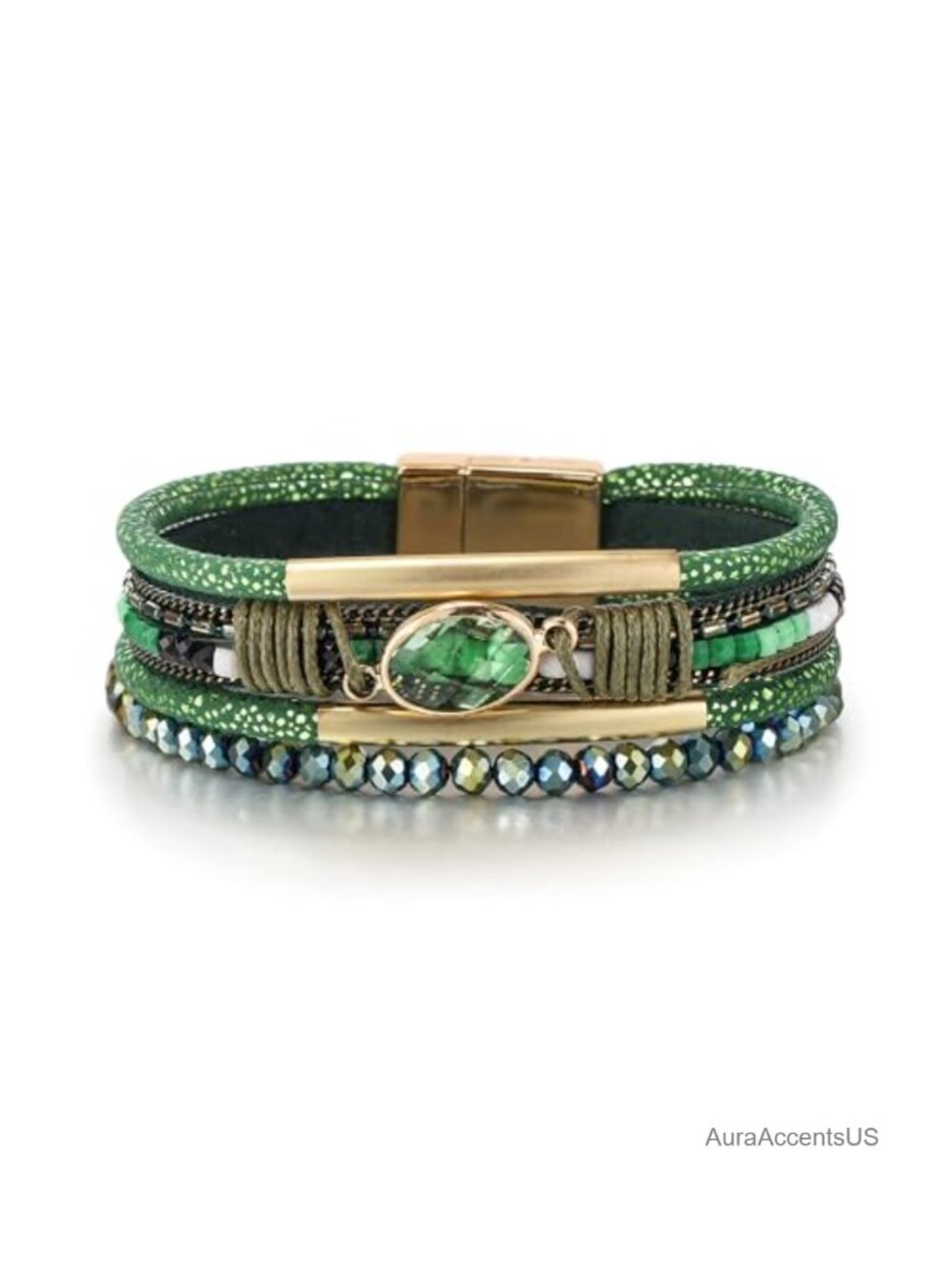 Leather Wrap Bracelet for Women Boho Layered Cuff Bangle